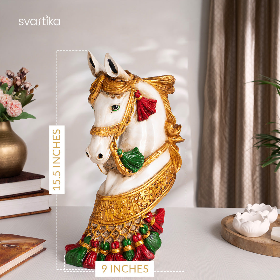 White Horse Antique Statue (15 Inch)