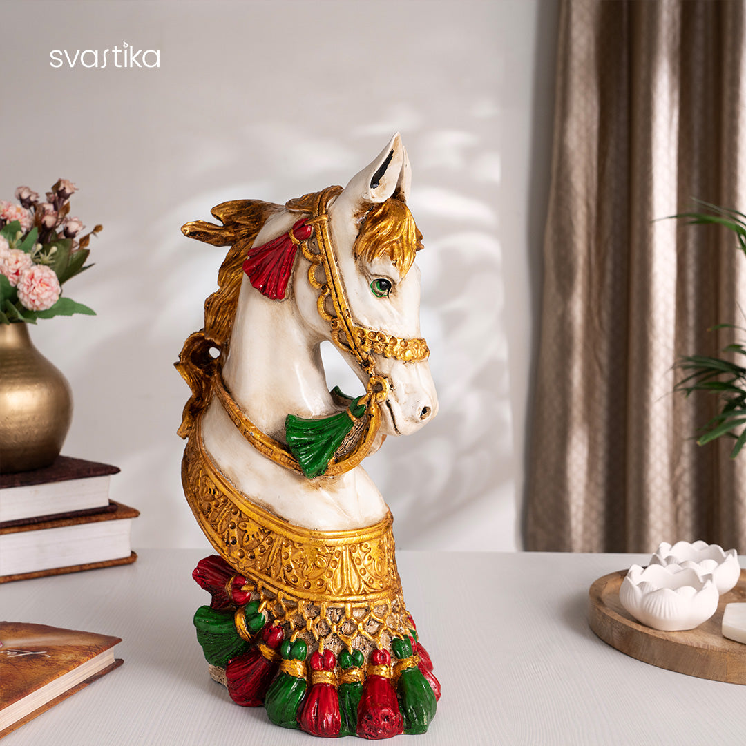 White Horse Antique Statue (15 Inch)
