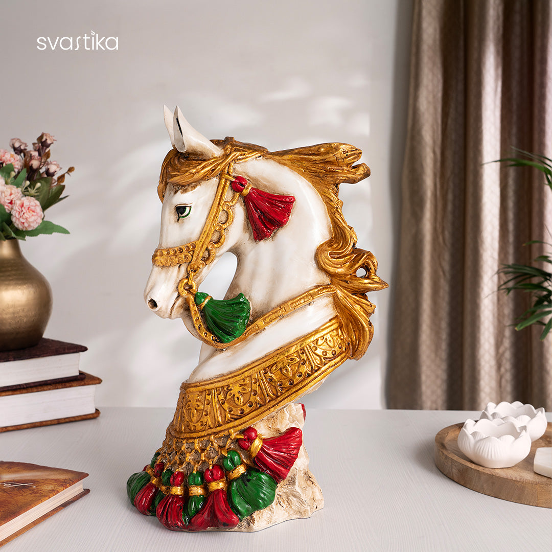 White Horse Antique Statue (15 Inch)