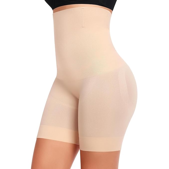 High-Waisted Tummy Control Shapewear Shorts for Women – Seamless, Invisible Under Clothing, Anti-Roll Design (Fits Waist : 28 to 40 Inch)