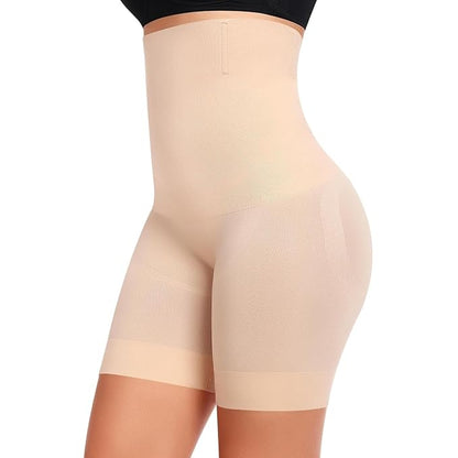 High-Waisted Tummy Control Shapewear Shorts for Women – Seamless, Invisible Under Clothing, Anti-Roll Design (Fits Waist : 28 to 40 Inch)