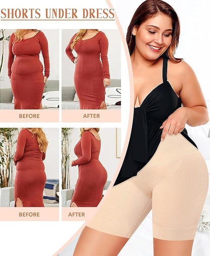 High-Waisted Tummy Control Shapewear Shorts for Women – Seamless, Invisible Under Clothing, Anti-Roll Design (Fits Waist : 28 to 40 Inch)