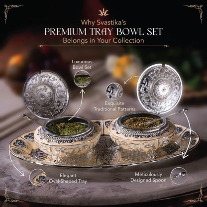 Serving Mukhwas Tray with Bowl - German Silver (15.5 Inch)