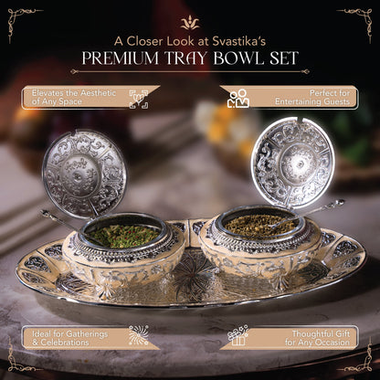Serving Mukhwas Tray with Bowl - German Silver (15.5 Inch)