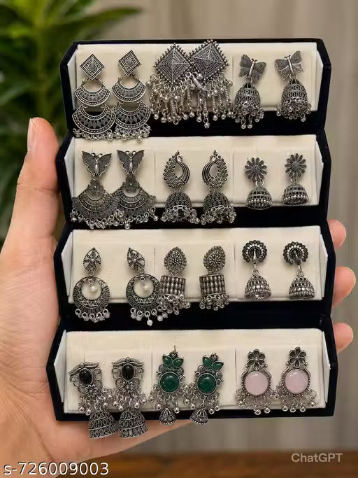 Trendy 12 Pair Earrings Box for Women | Stylish Artificial Earrings Combo Set | Daily & Party Wear