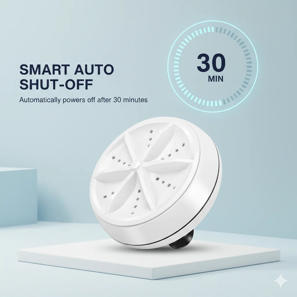 TurboSpin™ – Mini Ultrasonic Washer | Silent 360° Micro Agitation | Travel & Delicate Care