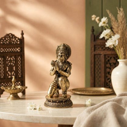 Brass Ram Bhakt Hanuman Murti in Anjali Mudra (5 Inch)