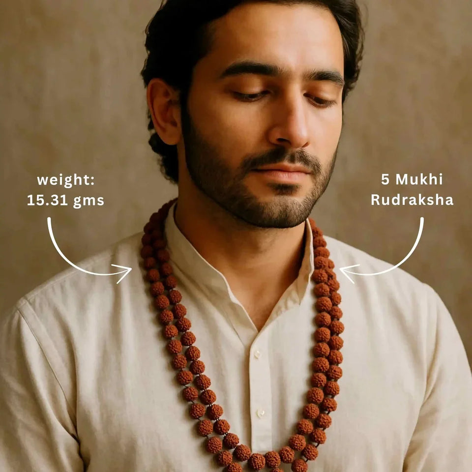 5 mukhi Rudraksha Bracelet with 108 Beads Mala Combo