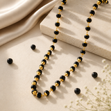 Gold Plated Eternal Karungali Mala - Natural Ebony Wood(54 beads, 8mm)