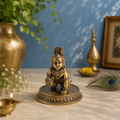 Brass Crawling Laddu Gopal Murti (3 Inch)