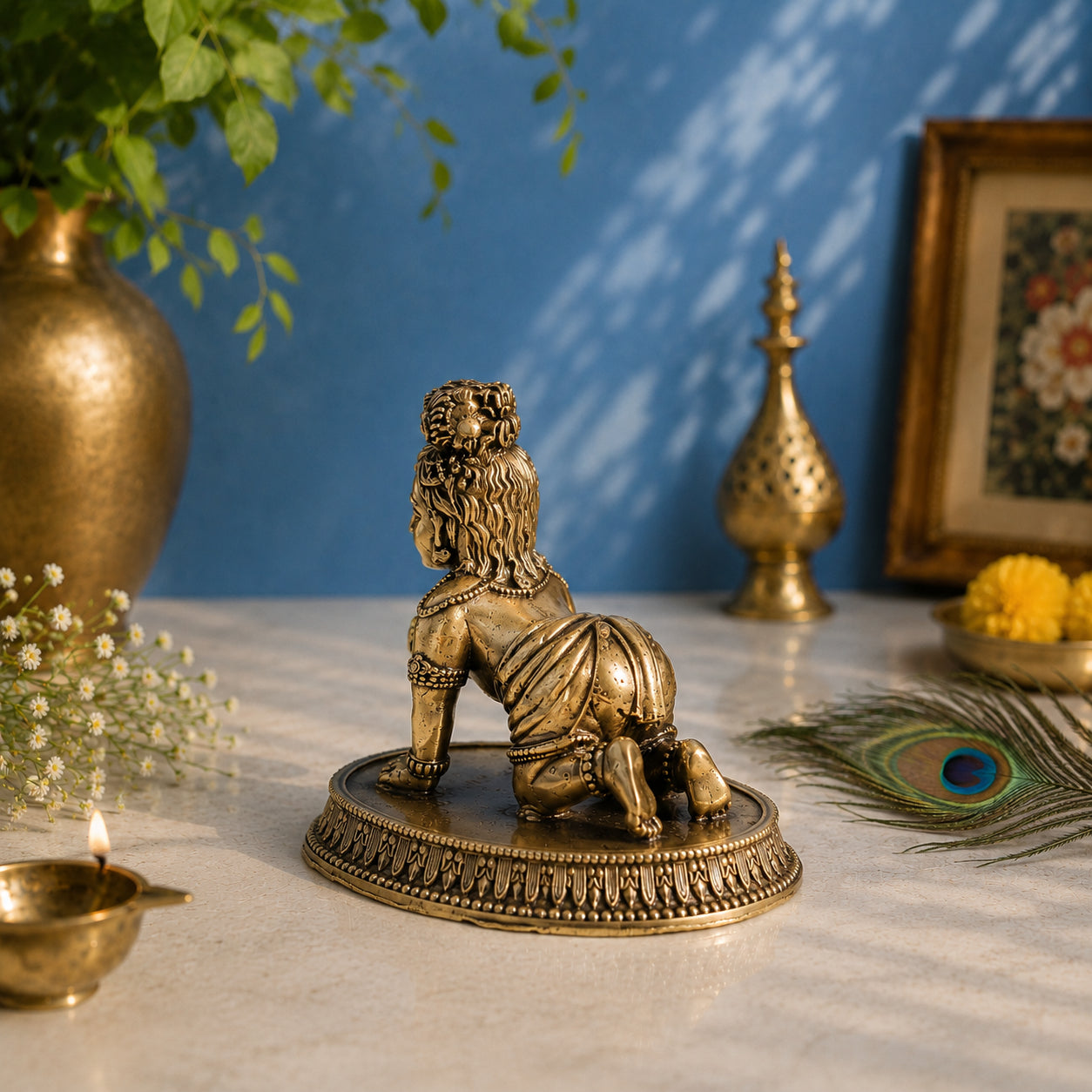 Brass Crawling Laddu Gopal Murti (3 Inch)