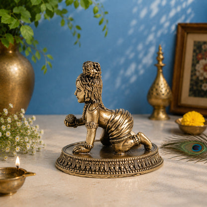 Brass Crawling Laddu Gopal Murti (3 Inch)