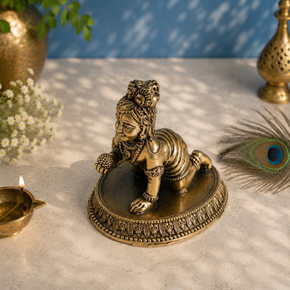 Brass Crawling Laddu Gopal Murti (3 Inch)