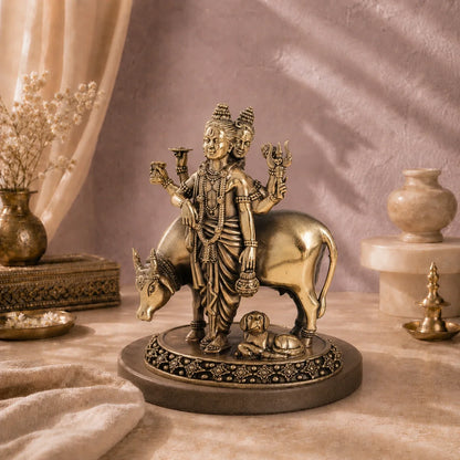 Brass Dattatreya Murti with Cow & Dog (5.5 Inch)