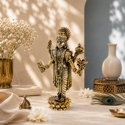 Brass Lord Dhanvantari Murti with Amrit Kalash (6 Inch)