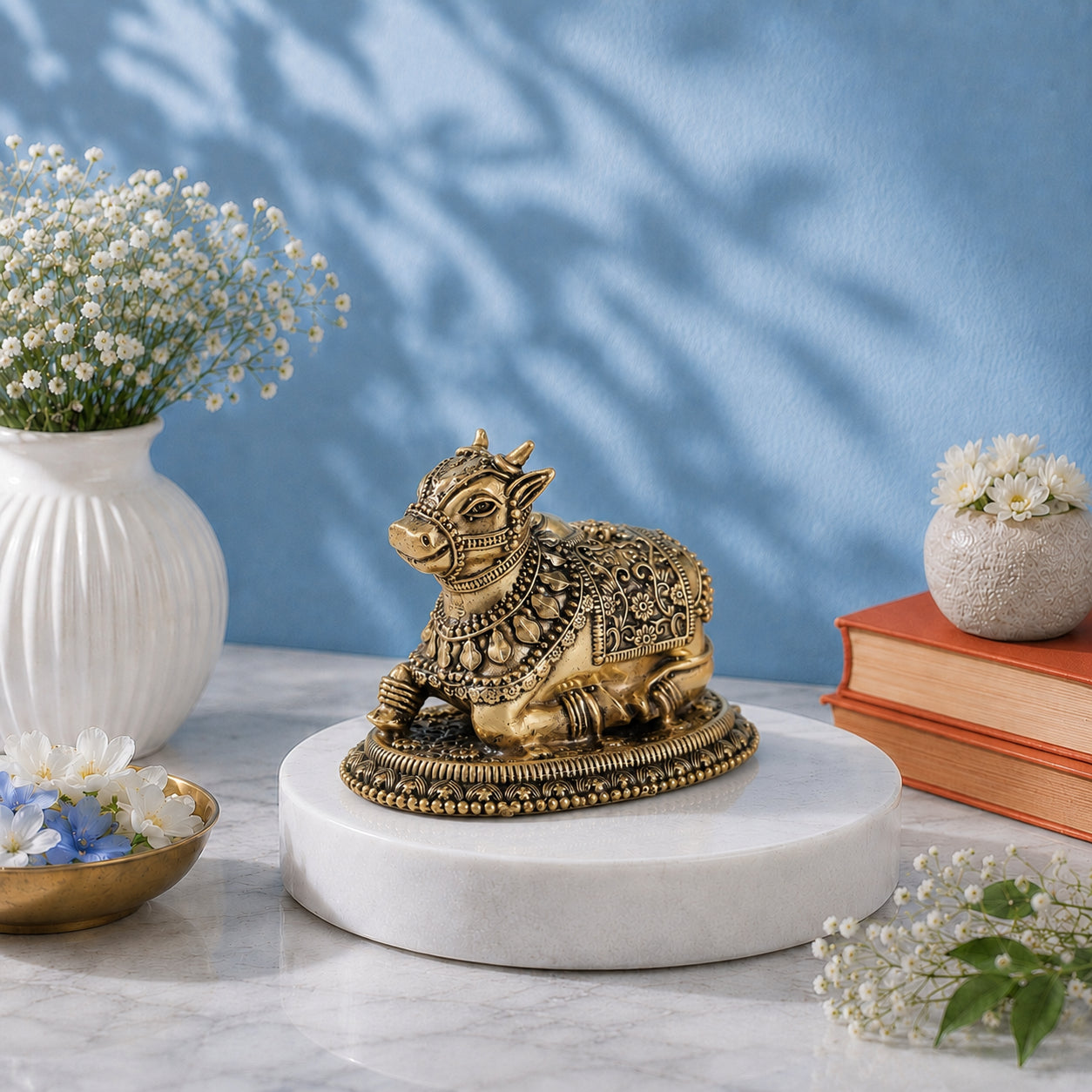 Brass Shringar Nandi Idol (3 Inch)