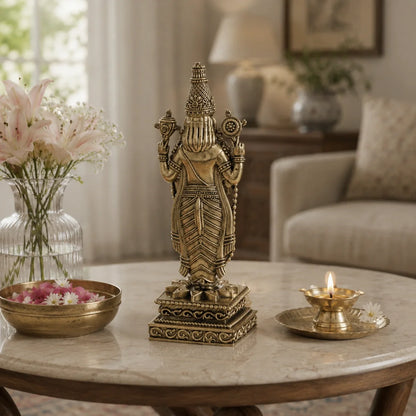Brass Standing Tirupati Balaji Murti with Garuda Base (8 Inch)