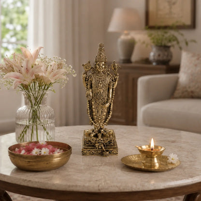 Brass Standing Tirupati Balaji Murti with Garuda Base (8 Inch)
