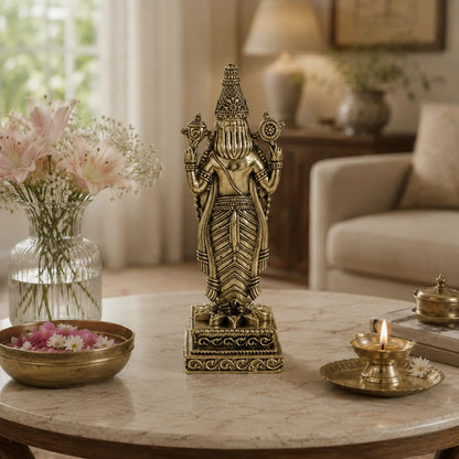 Brass Standing Tirupati Balaji Murti with Garuda Base (8 Inch)