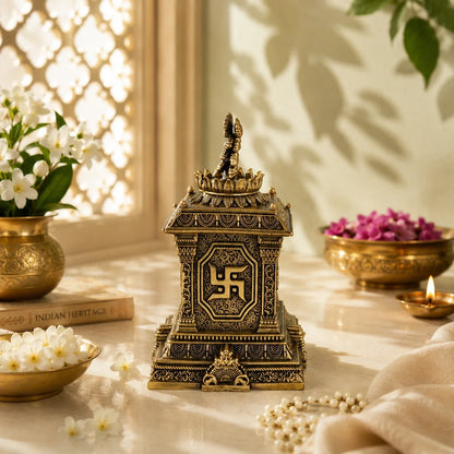 Brass Tulsi Plant Pot with Om & Swastik (5.5 Inch)