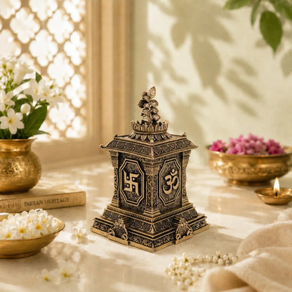 Brass Tulsi Plant Pot with Om & Swastik (5.5 Inch)