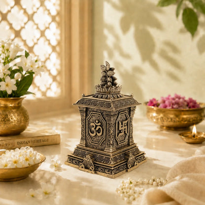 Brass Tulsi Plant Pot with Om & Swastik (5.5 Inch)