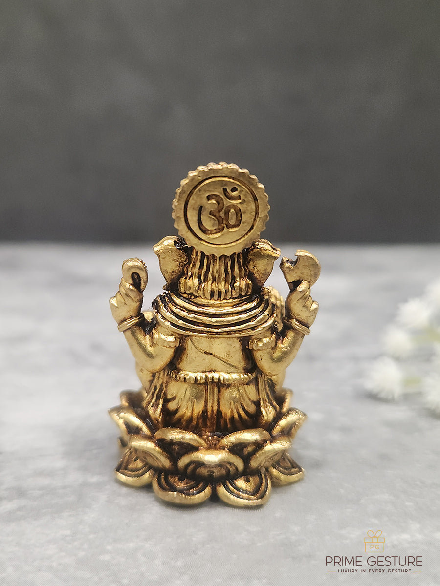 Sacred Brass Ganpati Ji Statue on Lotus