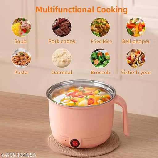 Electric Cooking Pot and Steamer 1.5L Multi Cooker with Concealed Base | Mini Noodle Maker Egg Boiler Vegetable Rice Cooker