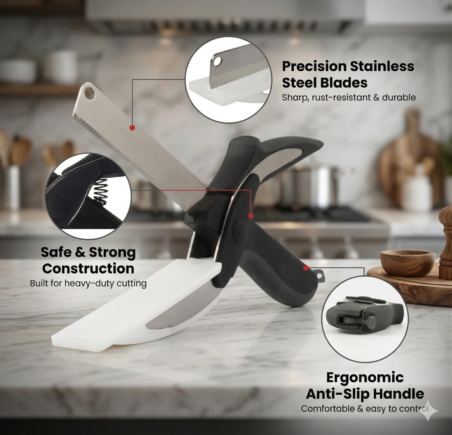 Clever Cutter - 2-in-1 Smart Scissors | Zero-Counter-Mess | Instant-Food Slicer