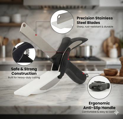 Clever Cutter - 2-in-1 Smart Scissors | Zero-Counter-Mess | Instant-Food Slicer