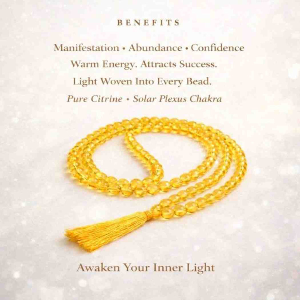 Citrine Dyed Mala Necklace 108 Mala Beads