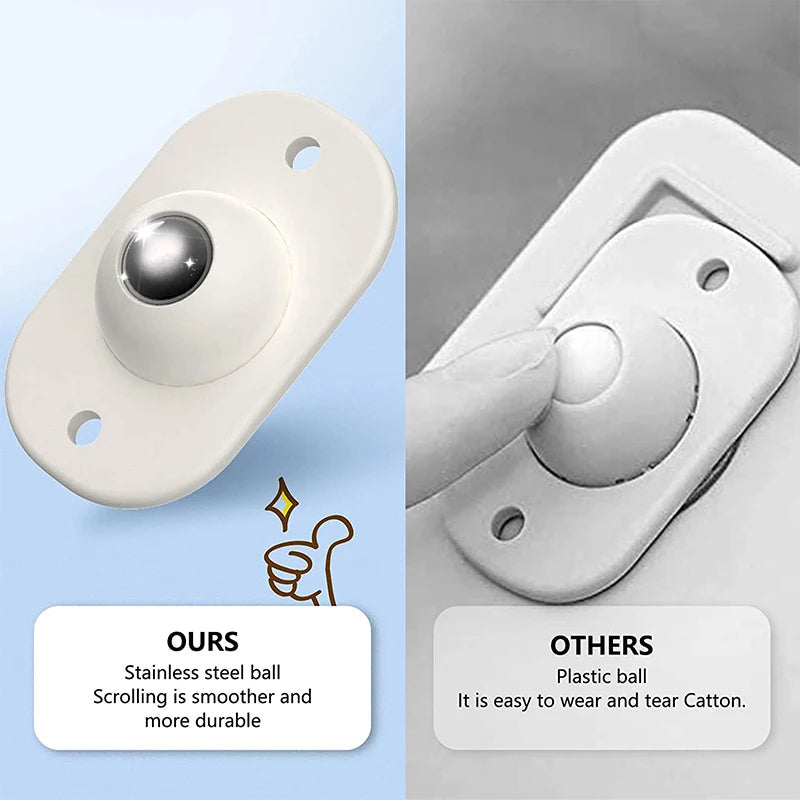 Self-Adhesive Rotating Mini Wheels for Storage Boxes & Bins