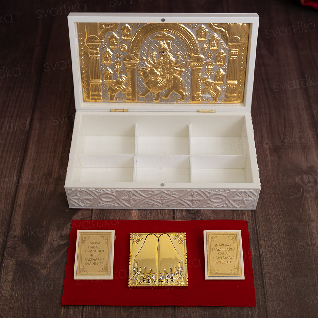 Svastika Nav Durga Pocket Temple - Gold Coated