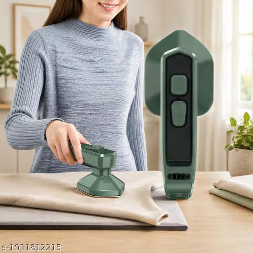 Mini Portable Steam Iron for Clothes | Dry Handheld Travel Iron | Fast Heating Wrinkle Remover | Compact Garment Iron for Home & Travel | Green | Pack of 1