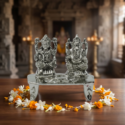 Lakshmi Ganesha Idol Set – Handcrafted Prosperity & Wisdom Murti for Pooja & Gifting