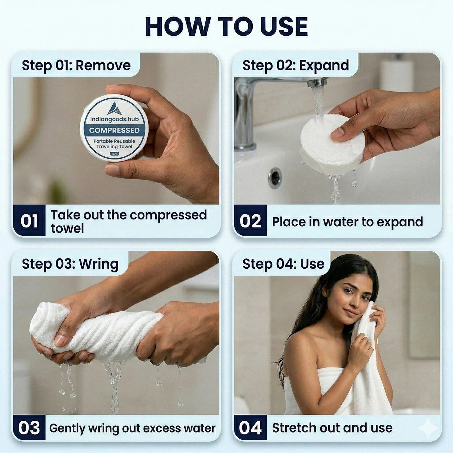 TravelTowel™ – Compressed Cotton Towels | Disposable & Skin-Safe | Perfect for Trips & Outdoors