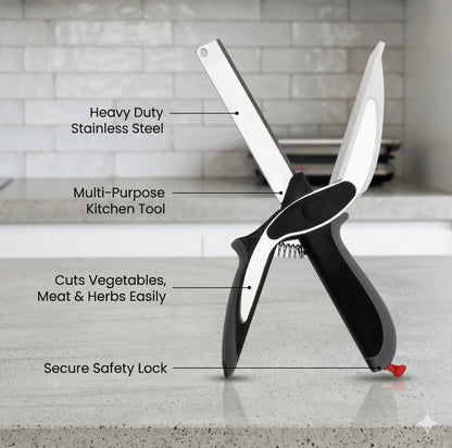 Clever Cutter - 2-in-1 Smart Scissors | Zero-Counter-Mess | Instant-Food Slicer