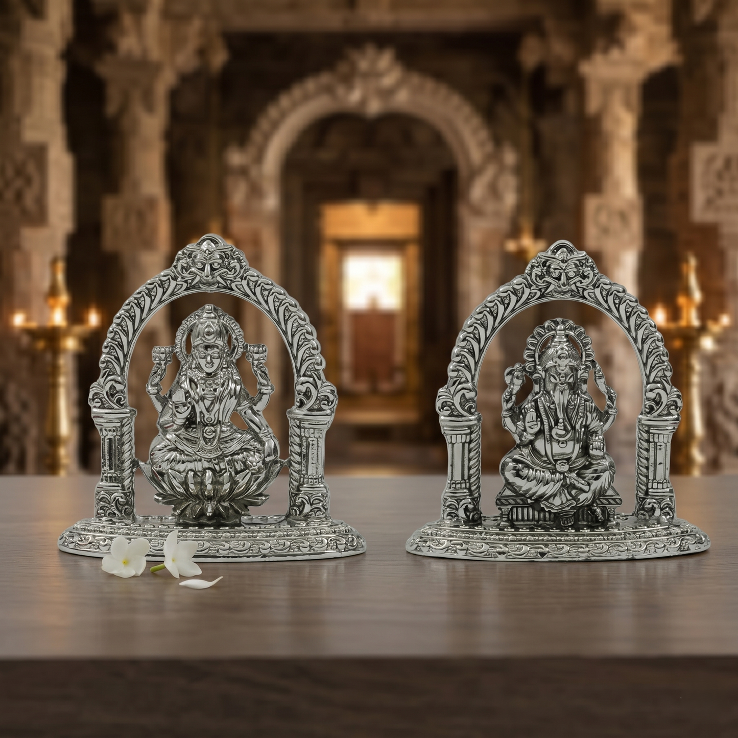 Lakshmi Ganesha Idol Set – Handcrafted Prosperity & Wisdom Murti for Pooja & Gifting