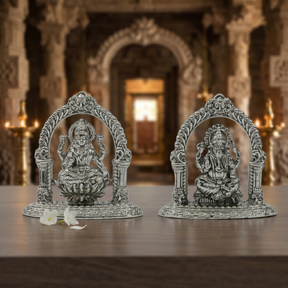 Lakshmi Ganesha Idol Set – Handcrafted Prosperity & Wisdom Murti for Pooja & Gifting