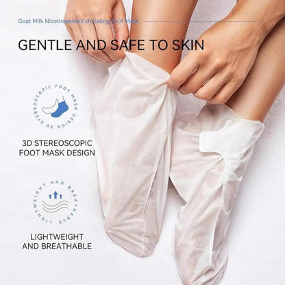 Goat Milk Exfoliating Foot Mask with Nicotinamide | Deep Moisturising & Dead Skin Removal Foot Mask