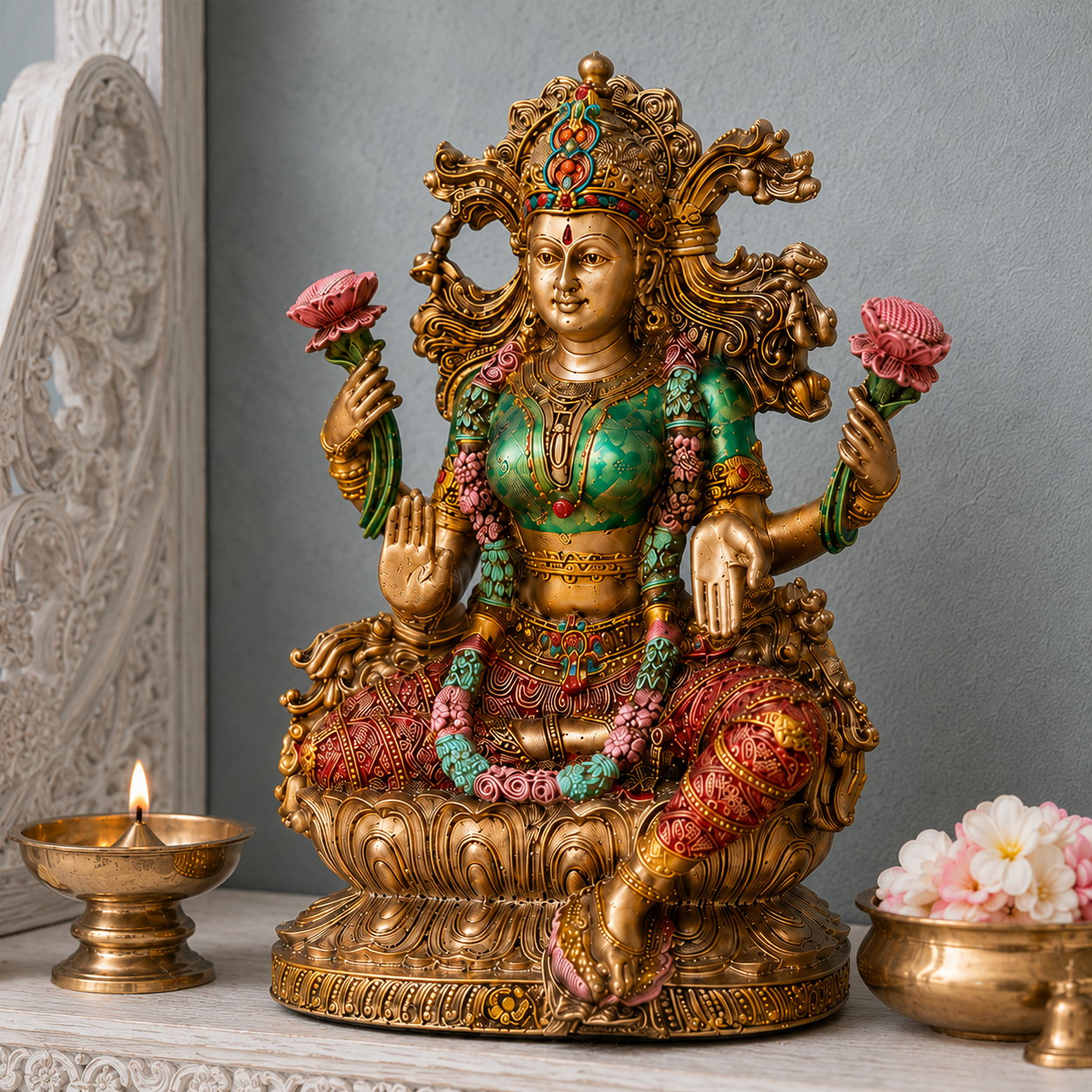Goddess Lakshmi Maa Antique Murti - 10 Inch