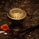 Handcrafted Brass Chirag Dhuni/Fumer with Tong