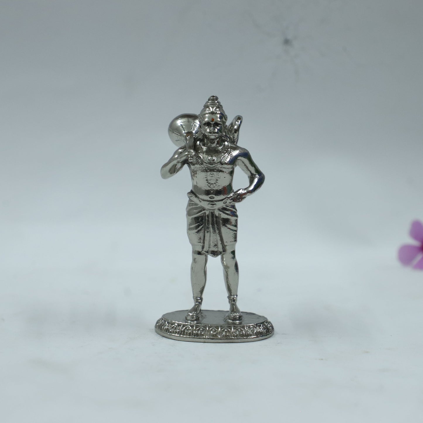 Standing Hanuman Ji Silver Finish Brass Idol | Bajrangbali Murti with Gada for Home & Office