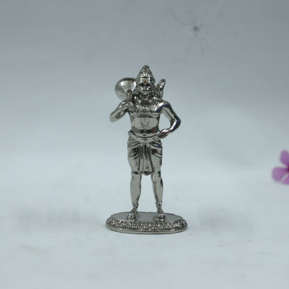 Standing Hanuman Ji Silver Finish Brass Idol | Bajrangbali Murti with Gada for Home & Office