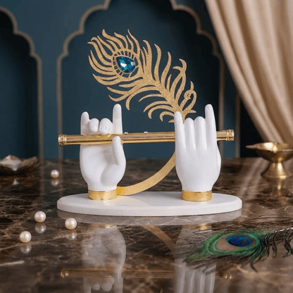 Lord Krishna's Divine Hands With Flute - Gold Plated