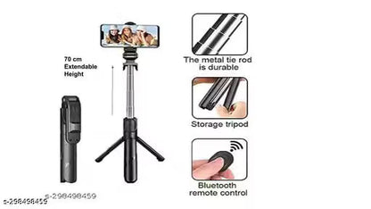 70cm Extendable 3 in 1 Selfie Stick Tripod with Bluetooth Remote Included and Rotatable