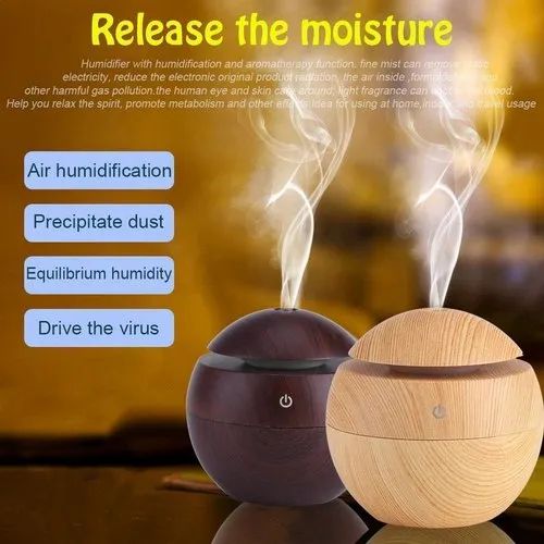 Aroma Diffuser – Wooden Grain USB Humidifier with LED Light | Perfect for Home & Office