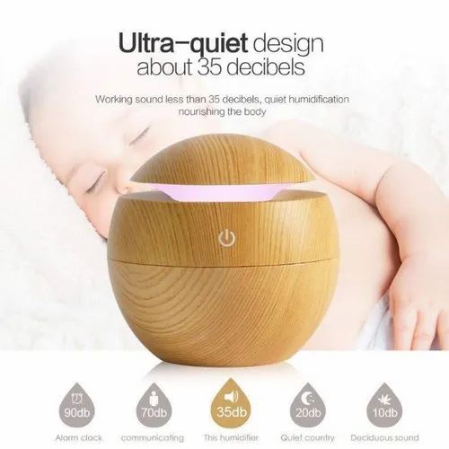 Aroma Diffuser – Wooden Grain USB Humidifier with LED Light | Perfect for Home & Office