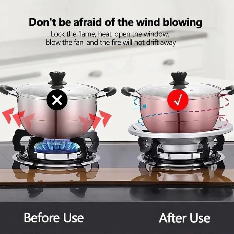 Premium Stainless Steel Gas Saver Ring | Stove Flame Guard Stand for Gas Burner | LPG Saving & Utensil Support Ring