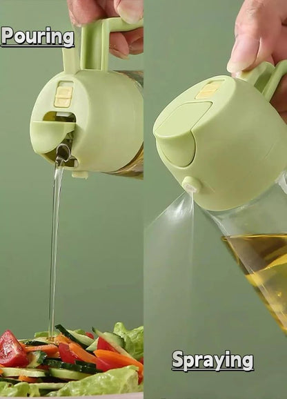 2-in-1 Glass Oil Sprayer & Dispenser Bottle | Dual Function Spray & Pour Bottle for Kitchen, Air Fryer, BBQ & Salad